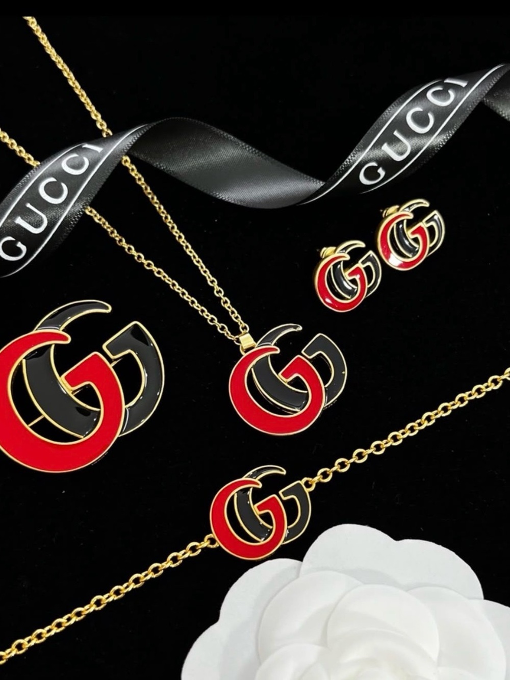 Red Double G Pendant Necklace - Women's Jewelry